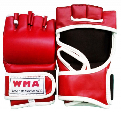 Перчатки для смешанных единоборств «WGG-346D» PU, цв: красный, р: M