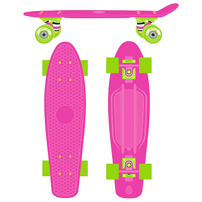 Круизер пластиковый 17''x5'' «Doll» Abec-7 Carbon, колеса: PVC 50х30, цв: розовый.
