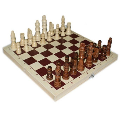 Шахматы деревянные с доской р: 29 х 29 см, обиходные.