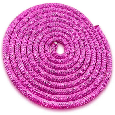 Скакалка гимнастическая с люрексом, дл: 3,0м, D=10мм, цв: розовый