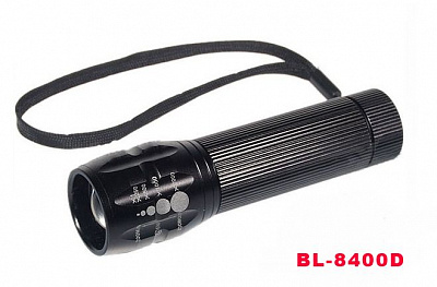 Фонарь-прожектор ручной «BL-8400D» усиленный светодиод-кристал, 3 режима работы.