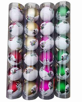 Набор ёлочных шаров «6-06B» D=60мм, комплект 6шт, цв: матовый микс.