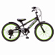 Велосипед 20" «Sport», цв: черный-зеленый, стальная рама, 6 скоростей, тормозм V-brake