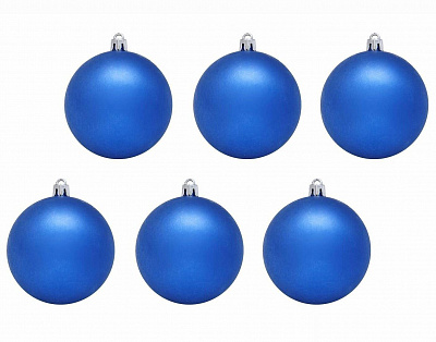 Набор елочных игрушек шар «ЕК0046» D=60мм, уп: 6шт, цв: матовый синий.