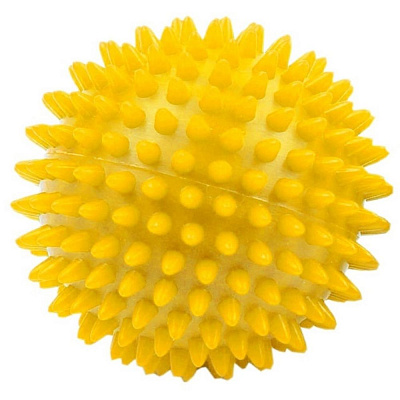 Мяч массажный, мягкий, диаметр 9 см. вес 60 г, цв: желтый.