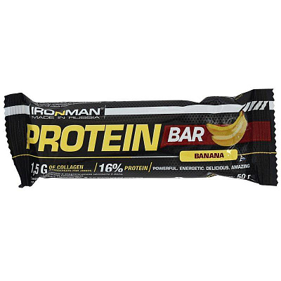 Батончик протеиновый «Protein Bar 16%» банан-темная глазурь, 50 гр.