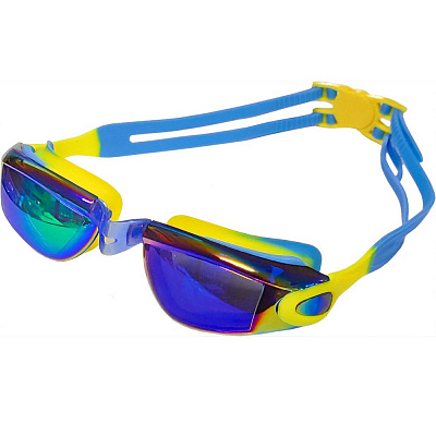 Очки для плавания SR «B31549» зеркальные, цв: желто-голубой.