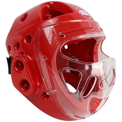 Шлем тхэквондо «Premium» с маской, цв: красный, р: S
