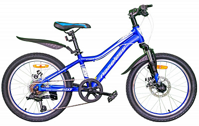 Велосипед 20" «J2200D» DISC мех, синий-белый, AL, 7 ск, вилка:  Steel 80 мм, Shimano TY21.