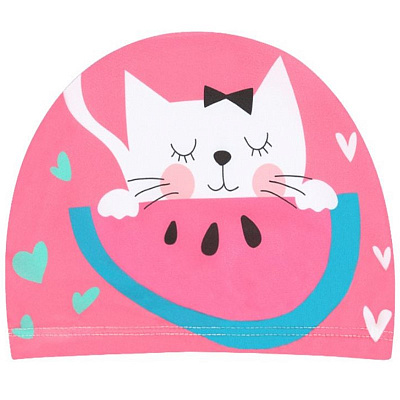 Шапочка для плавания JR «Кот» полиамид, цв: розовый.