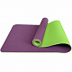 Коврик для йоги 2-х слойный «TPE» с рифлением, 183х61х0,6 см, цв: фиолетово-салатовый.