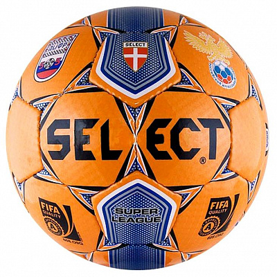 Мяч футзальный, р: 4 «Super League АМФР РФС FIFA 2012» ПУ, ручная сшивка, цв: оранжевый.