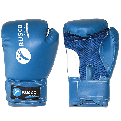 Перчатки боксерские PU, цв: синий, р: 6 унций