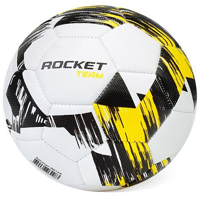 Мяч футбольный №5 «Rocket» PU, машинная сшивка, цв: бело-черно-желтый.