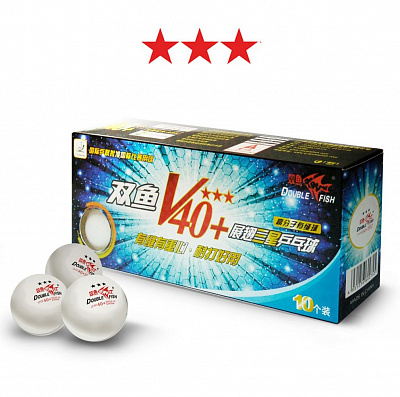 Мячи для настольного тенниса, р: 40+, 3 звезды «Volant» уп: 10 шт, цв: белый.