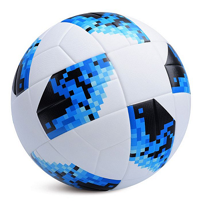 Мяч футбольный №5 «Пиксель» PU, термосшивка, цв: бело-черно-синий.