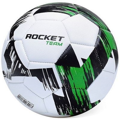 Мяч футбольный №5 «Rocket» PU, машинная сшивка, цв: бело-черно-зеленый.