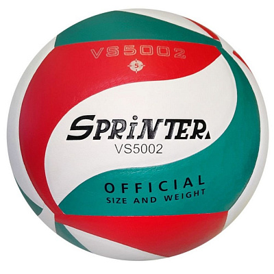 Мяч волейбольный №5 «VS5002» PU, клееный, цв: бело-красно-зеленый.