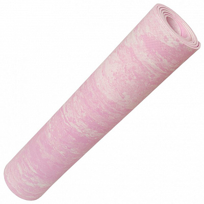 Коврик для йоги «Мрамор» ЭВА, 173х61х0,5 см, цв: розовый.