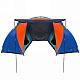 Палатка туристическая «Jesolo-4» двухслойная, р: 150+130+150х220х170 см, цв: оранжево-синий.