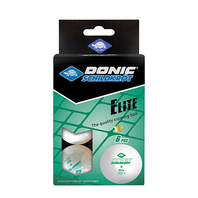 Мячи для настольного тенниса «Elite 1*» р: 40+ мм, уп: 6 шт, цв: белый.