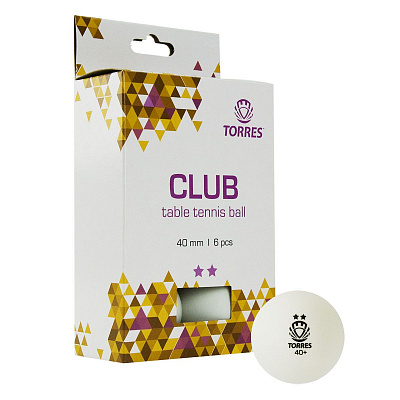 Мячи для настольного тенниса «Club 2*» р: 40+ мм, уп: 6 шт, цв: белый.