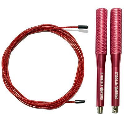 Скоростная скакалка «FT-JR-38» ручки: алюминий, цв: красный
