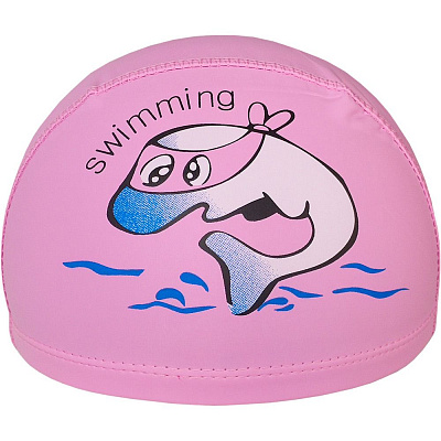 Шапочка для плавания JR «Дельфин» PU, цв: розовый.