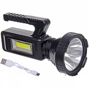 Фонарь ручной «COB+1LED», 4 режима, аккумуляторная батарея.